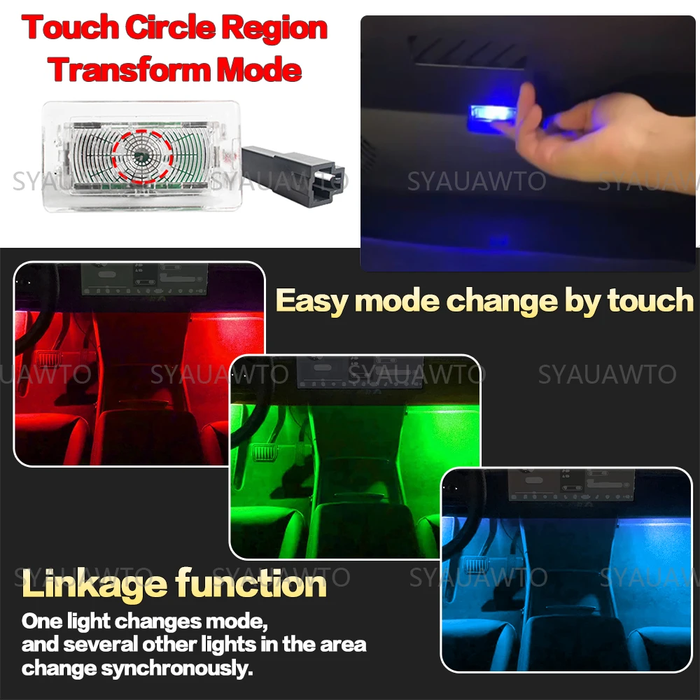 For TESLA Model 3 X Y S 2018 - 2023 LED Car RGB Footwell Lamp Atmosphere Light Interior Decorative Lighting Bulb Accessories