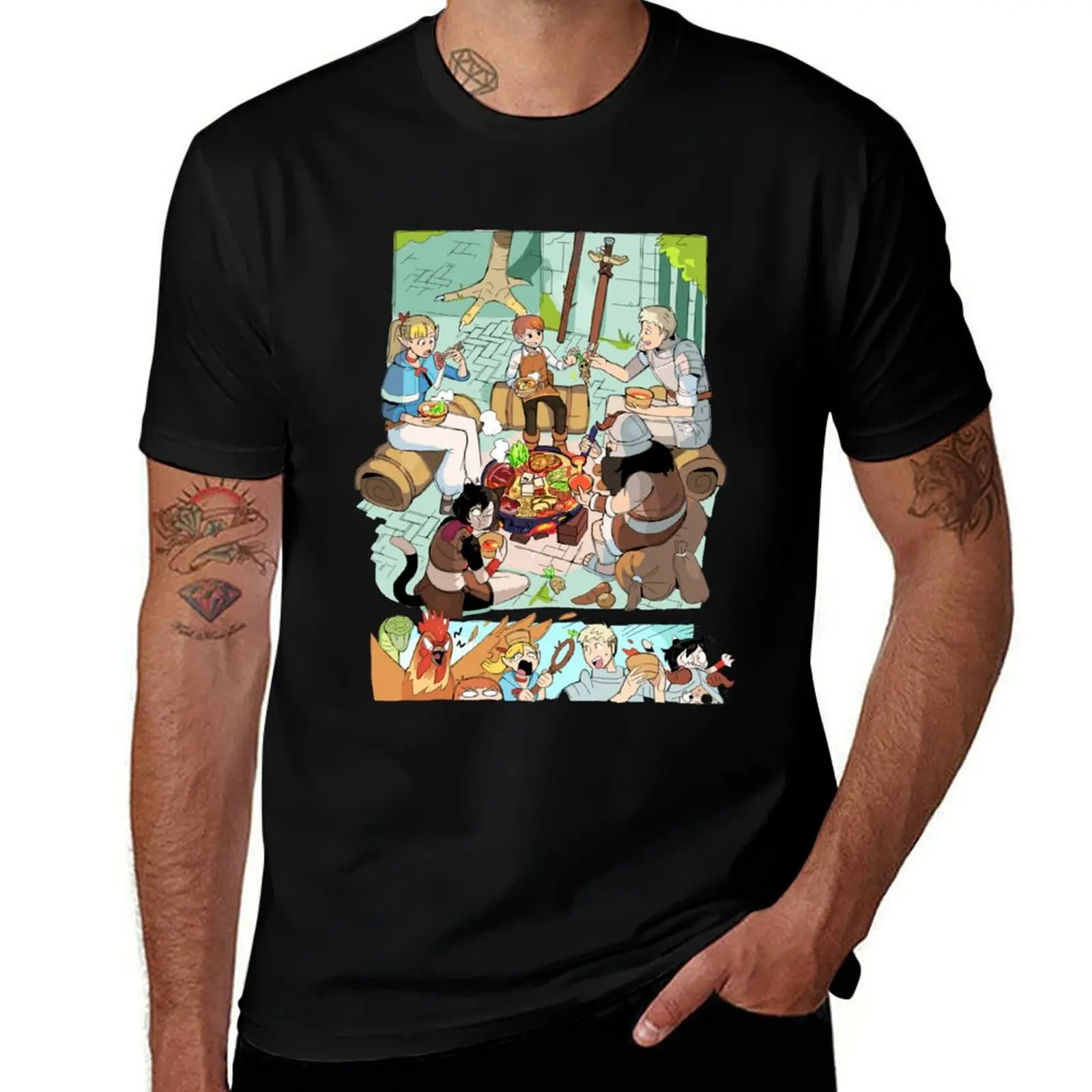 Dungeon Meshi Let's Eat T-Shirt Casual Soft Cotton Short Sleeve Tee T-Shirt