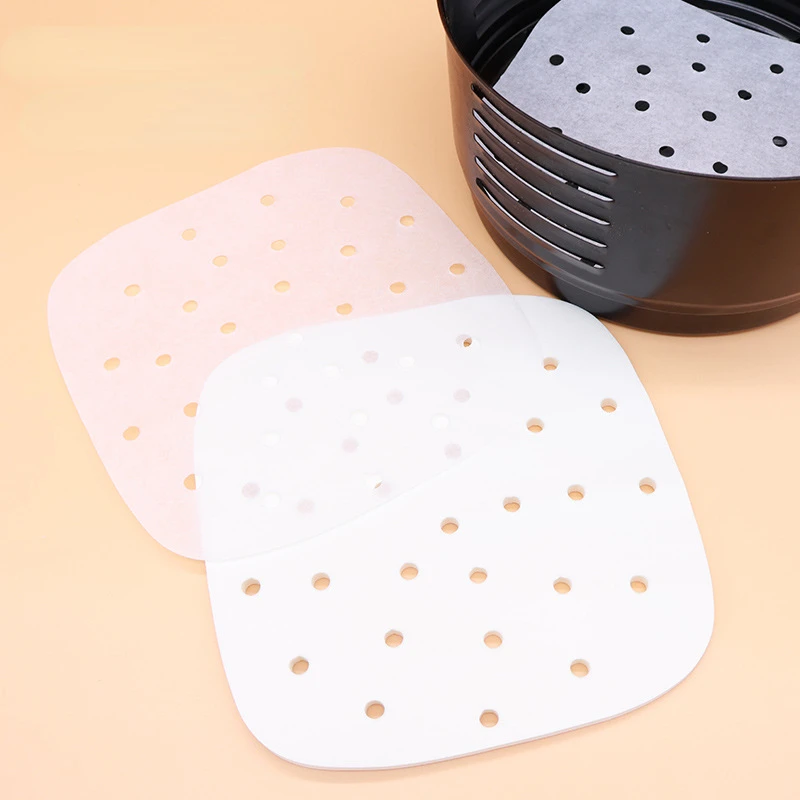 With Holes Round Air Fryer Paper Double-sided Silicone Oil Paper Food Oil-proof Pad Paper Steamer Kitchen Household Items New