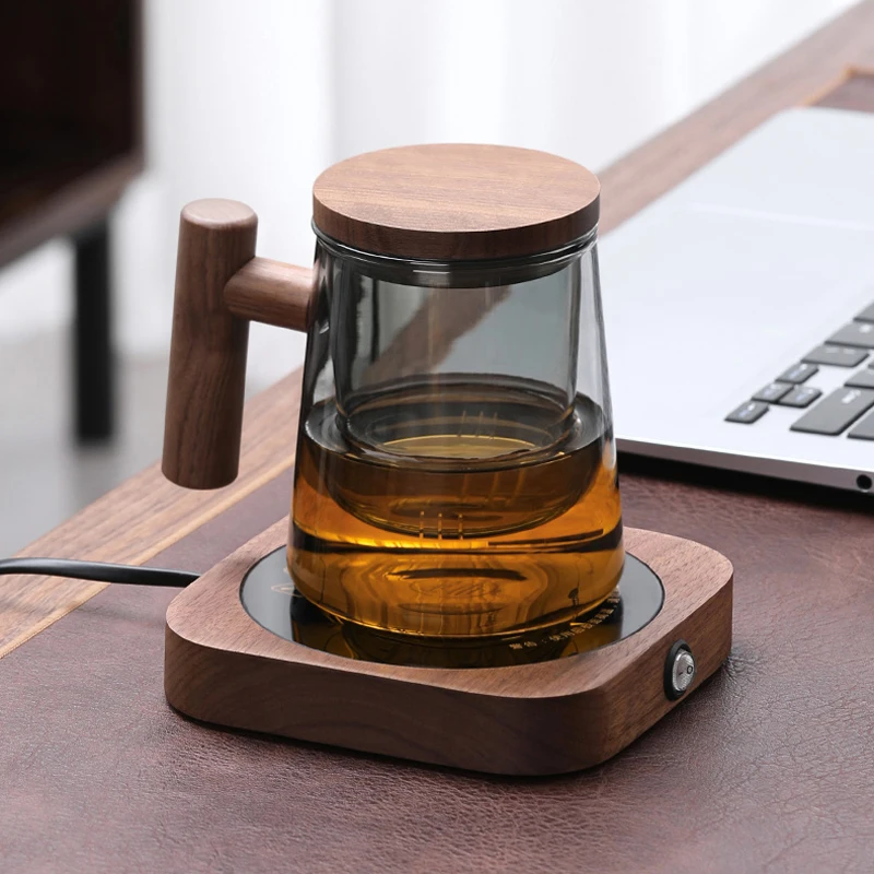 220V Cangkir Pemanas Mug Hangat 55 ° C Pembuat Teh Panas Cangkir Pemanas Hangat Coaster Kopi Susu Teh Bantalan Pemanas 19W untuk Hadiah Teman-teman