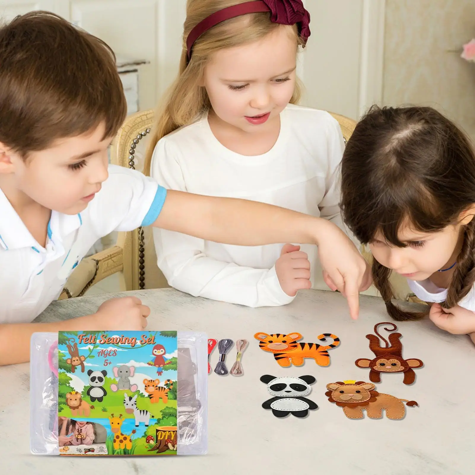 مجموعة أدوات الحرف اليدوية للأطفال للتفاعل العائلي مجموعة كرتونية ثلاثية الأبعاد للحيوانات لغرفة النوم وغرفة المعيشة والحفلات والفصول الدراسية للأولاد #4