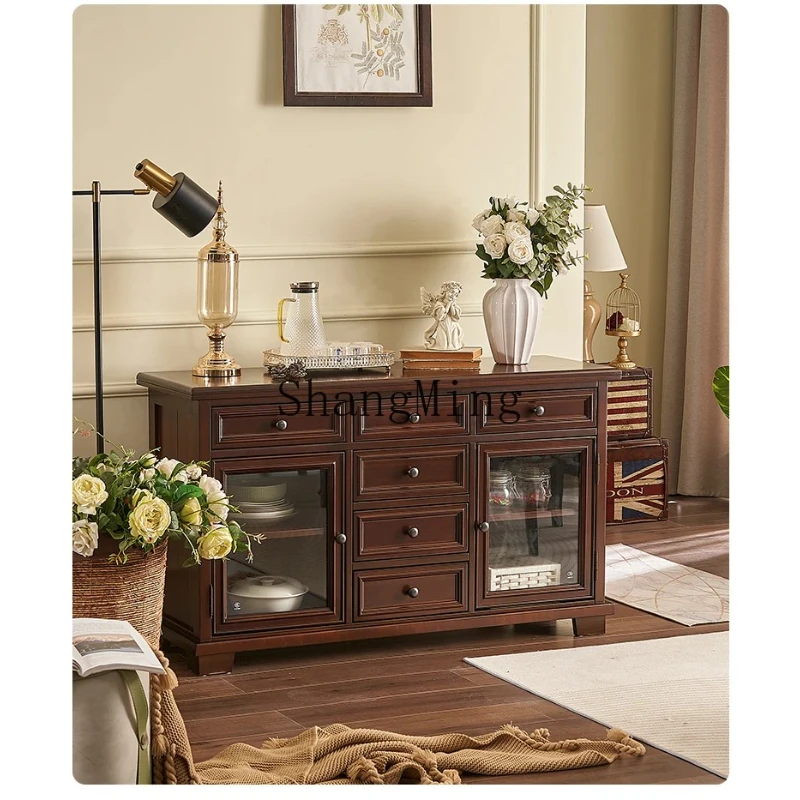 SM solid wood dining side cabinet household simple modern storage solid wood wine cabinet cherry wood furniture