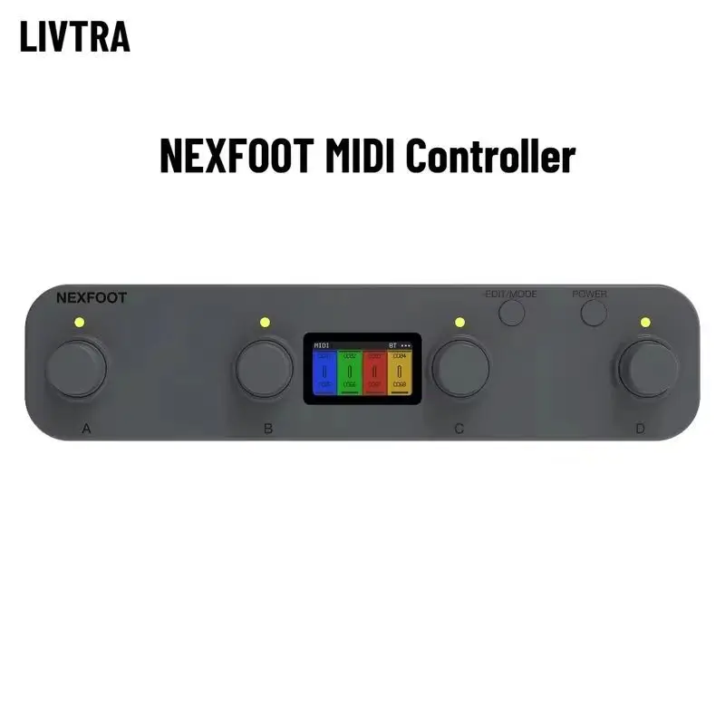 Nexfoot Midi Controller 2in1 Dual Mode Pedal Programmable 4 Knob Foot Controller For Music Stage Plugin Parameter Adjust