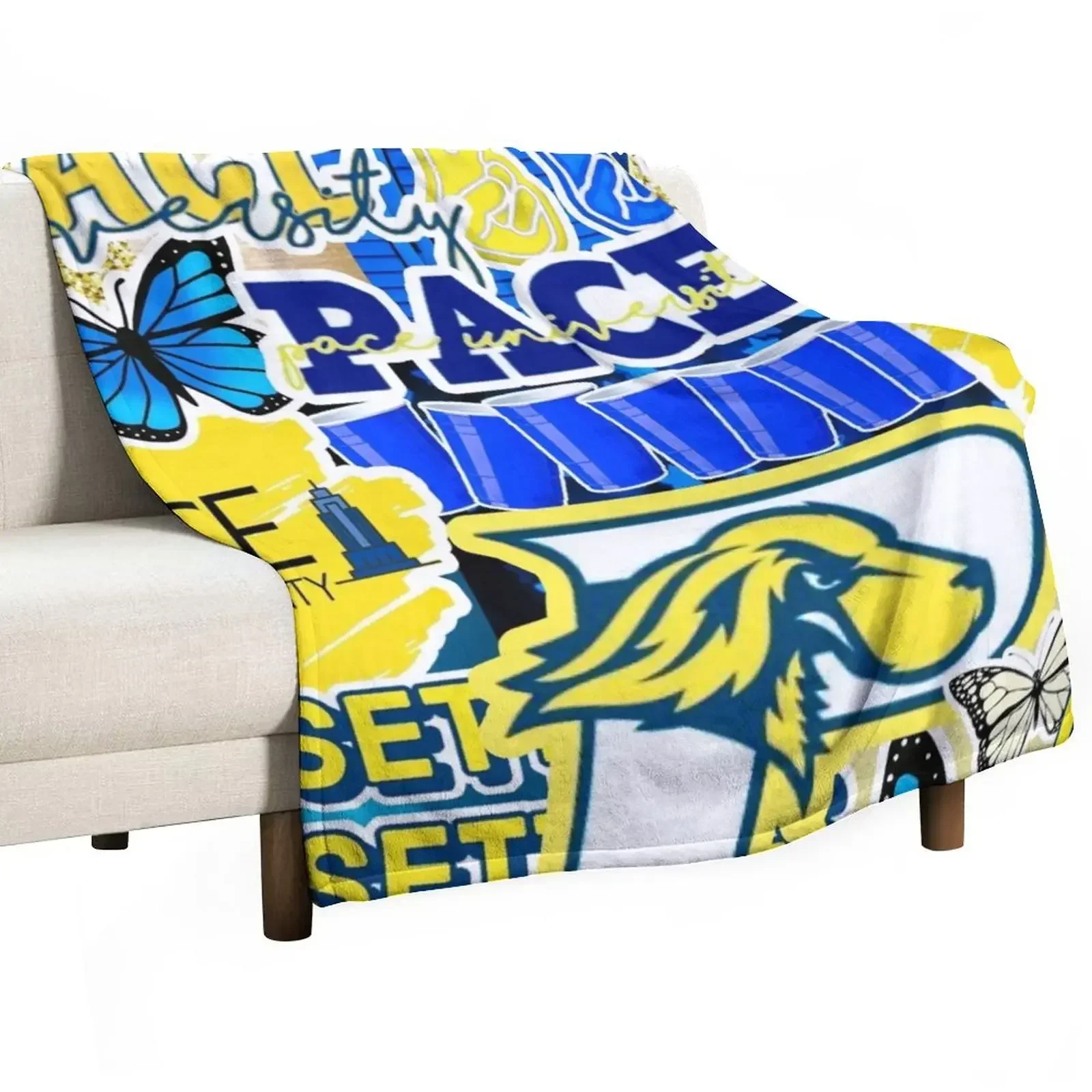 Pace University Collage Throw Blanket Blankets For Baby Personalized Gift Flannel Fabric Blankets