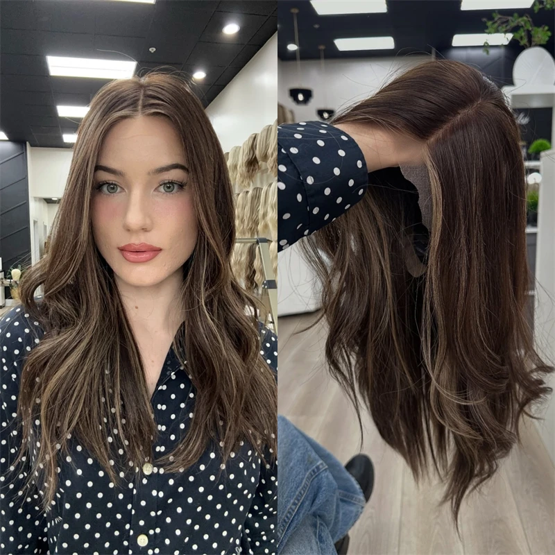 

Темный пепельный брюнетка с кусочками денег Полный парик шнурка Выделите HD Кружевной фронтальный парик Бесклеевой женский парик Синтетический парик из премиум-класса