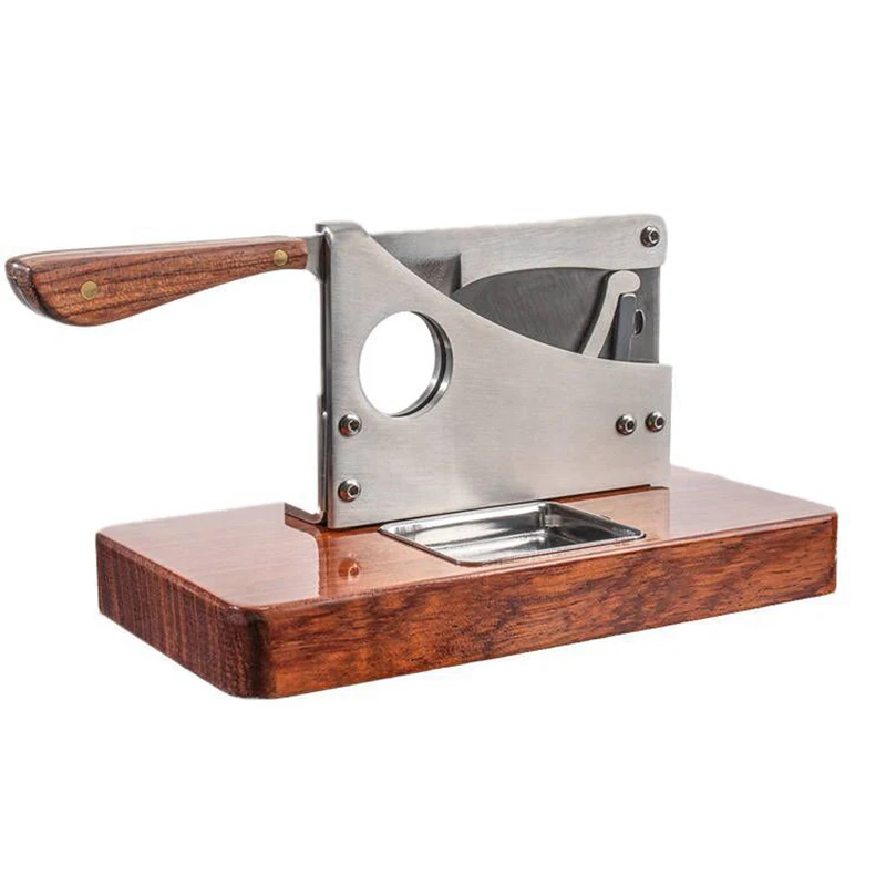 Luxury Pear Flower Wood Metal Cigar Cutter Stainless Steel Blades Classic Table Guillotine Cigar Scissors Accessories Men Gifts