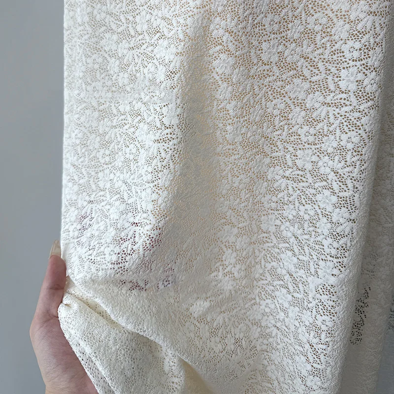 

High-quality elastic hollow floral lace fabric full-width for women's clothing lingerie wedding dresses designer sewing fabric