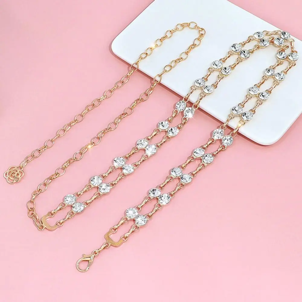 Dress Jeans Decorative Casual Slimming Cummerbands Crystal Waist Band Luxury Thin Waistband Rhinestone Metal Chain Belt