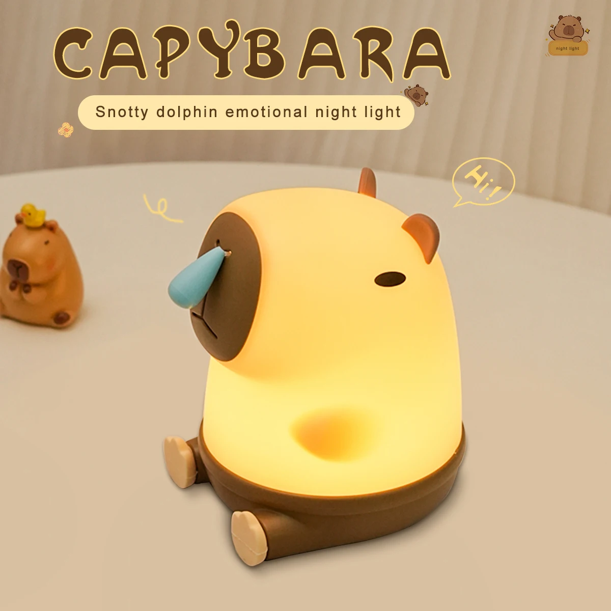 

New Capybara Nightlight USB Rechargeable Capybara shape bedroom lamp sleeping lamp desk lamp for children and adults gifts