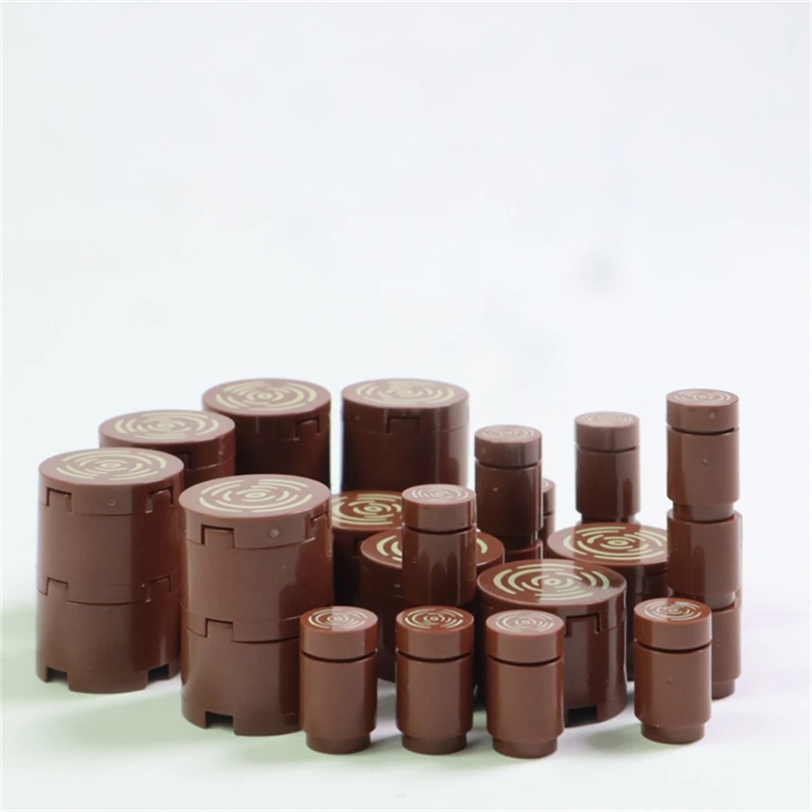 50 قطعة من مكعبات بناء جذع شجرة بنية متوافقة مع كتل خشبية مجموعة إكسسوارات ذاتية الصنع لبناء غابة الغابة في المزرعة في المدينة #6