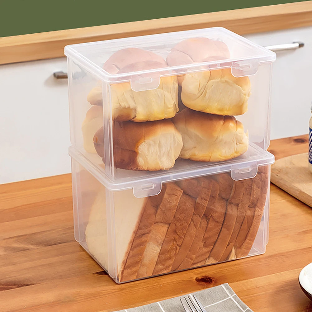 

Bread Box Containers Storage Crisper Bin Saver Kitchen Counter Plastic Bread Container Toast Storage Box Dessert Plate
