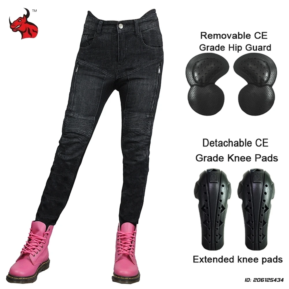 

Women Motorcycle Pants Riding Jeans Anti-fall Classic Motorcycle Rider Racing Pants Wear-Resistant Riding Pants for All Seasons