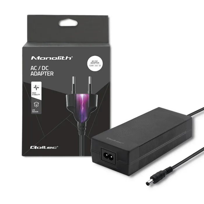 Qoltec 120W desktopvoeding | 24V | 5A | 5.5*2.5 | + Stroomkabel