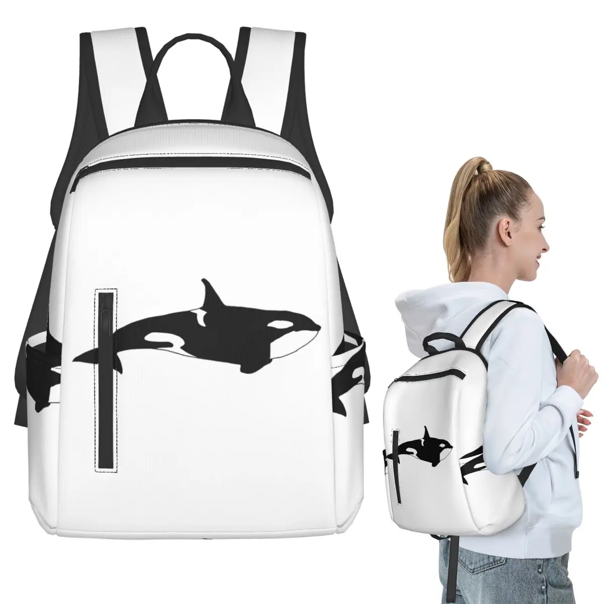 Killer Whale (Orcinus Orca) Backpack Student Boys Girls BookBag Kids School Bag Computer Shoulder Bags for Men Women