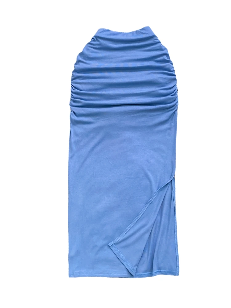 Hohe Taille Knie-Länge Plissee Reine Farbe Asymmetrische Saum Bodycon Midi Rock Koreanische Sle Frühling Sommer Faion frauen rock