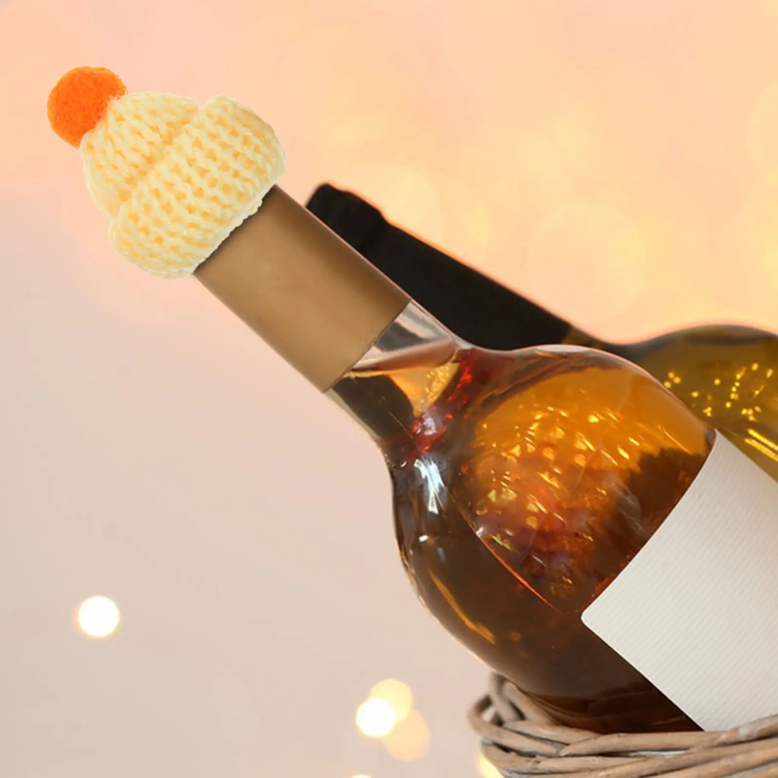 

7Pcs Elastic Mini Wool Hats Christmas Decorations Wine Bottle Caps Decorative Caps Festive Home Decor Xmas Props