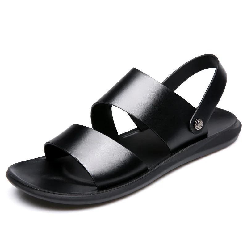 

Sandals Men Casual Shoes Breathable Non-slip Antiskid Leather Flat Beach Summer Thick Soled Leisure Dual-purpose Debardeur Homme