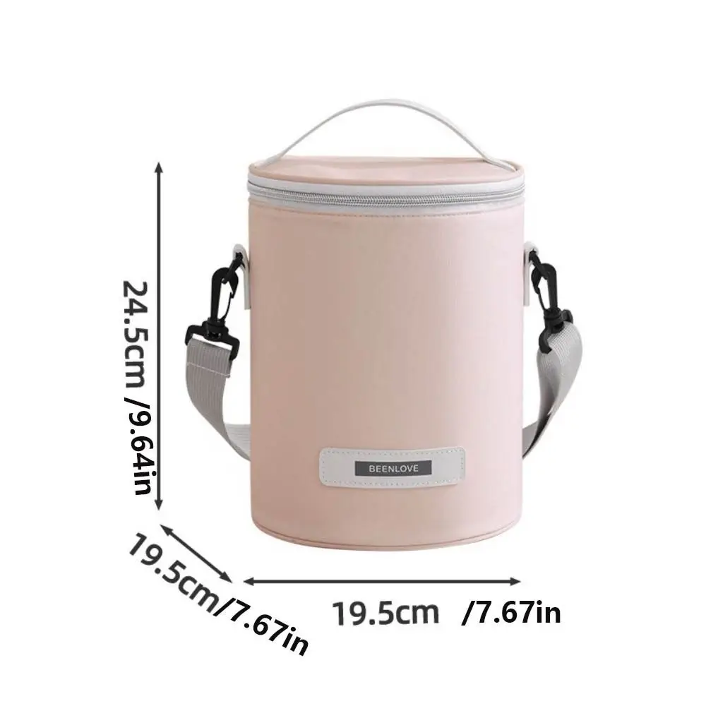 with Thickened Aluminum Foil Cylinder Lunch Bag Waterproof Handheld Office Lunch Tote Insulated Large Capacity