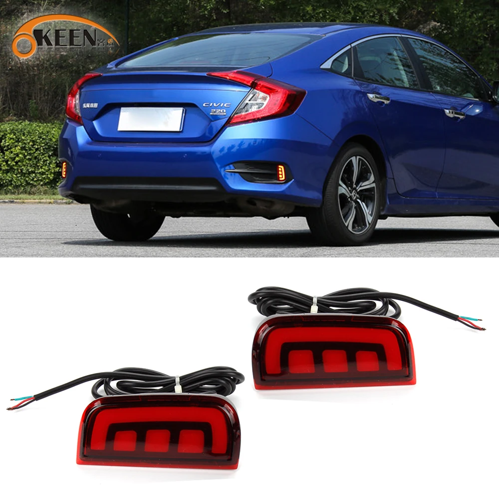 

OKEEN 2Pcs Rear Bumper Light Suitable For Honda CIVIC 2016 2017 2018 LED Reflector Light Rear Fog Lamp Auto Brake Light