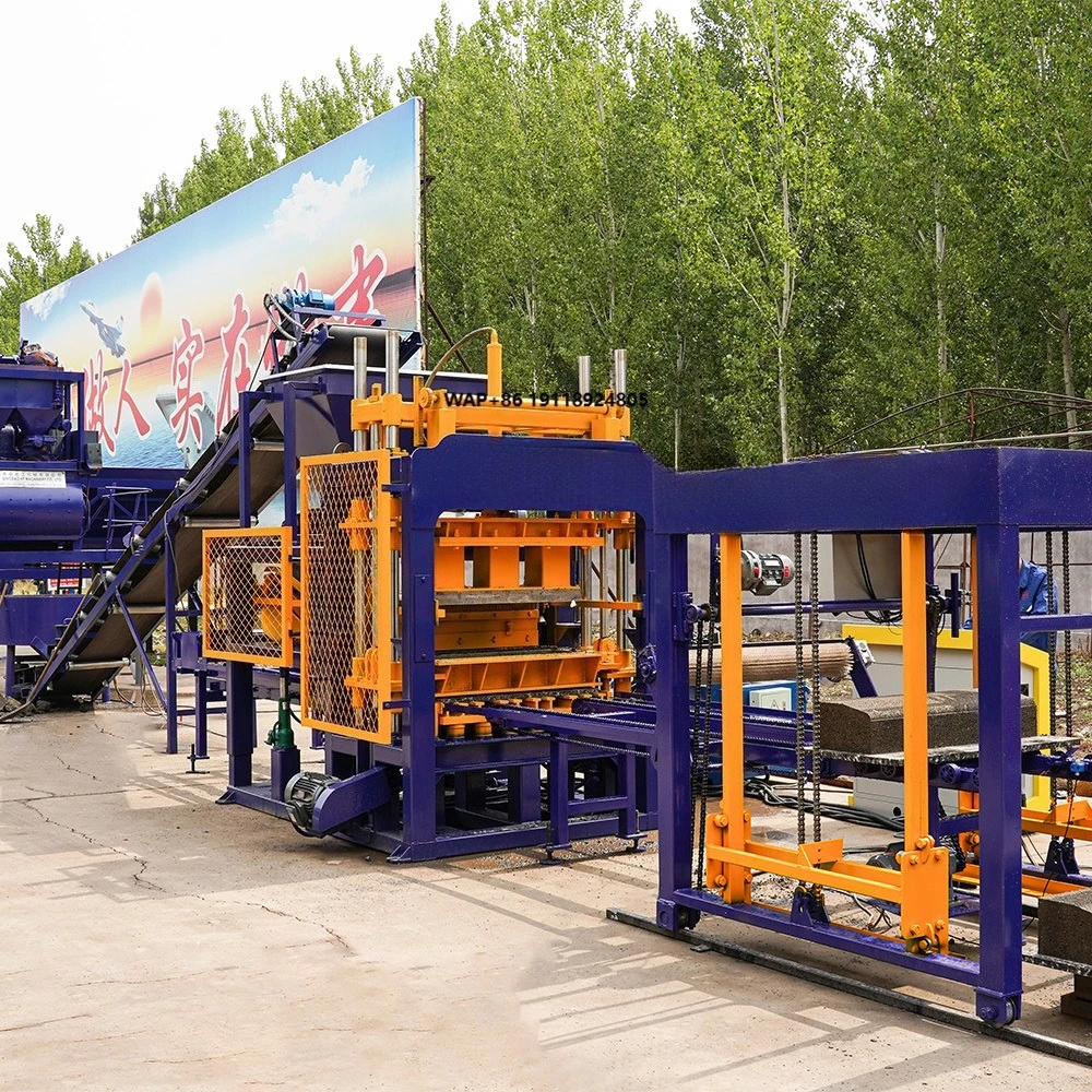 Fully Automatic QT5-15 Production Line China Supplier's Concrete Block Brick Ash Making Machines Using Cement Raw Material Pump