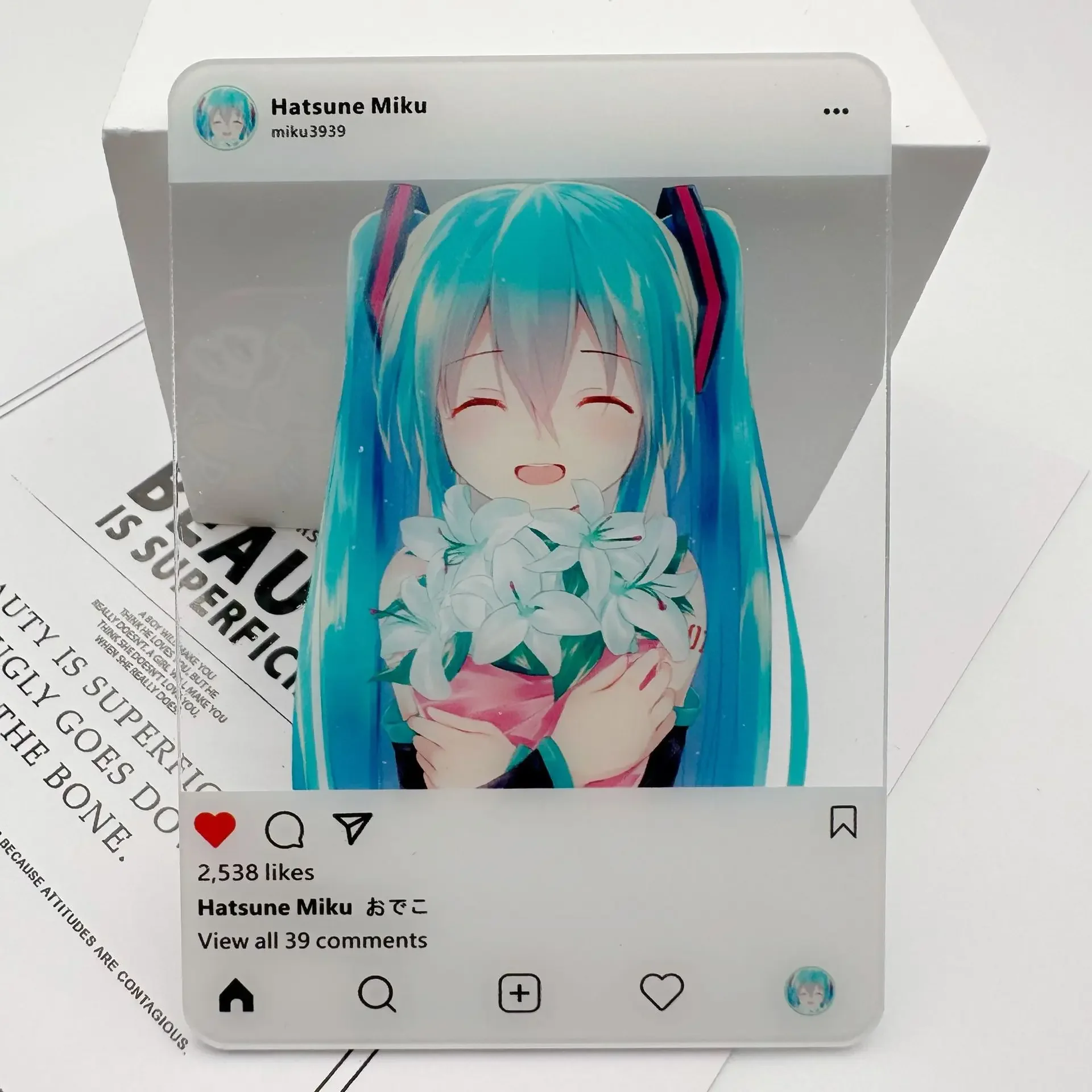 Kawaii Hatsune Miku Acryl Karte Foto Requisiten Diy Cartoon Ornament Transparente Drei-Zoll Karte Ins Stil Kinder Geburtstag Geschenk