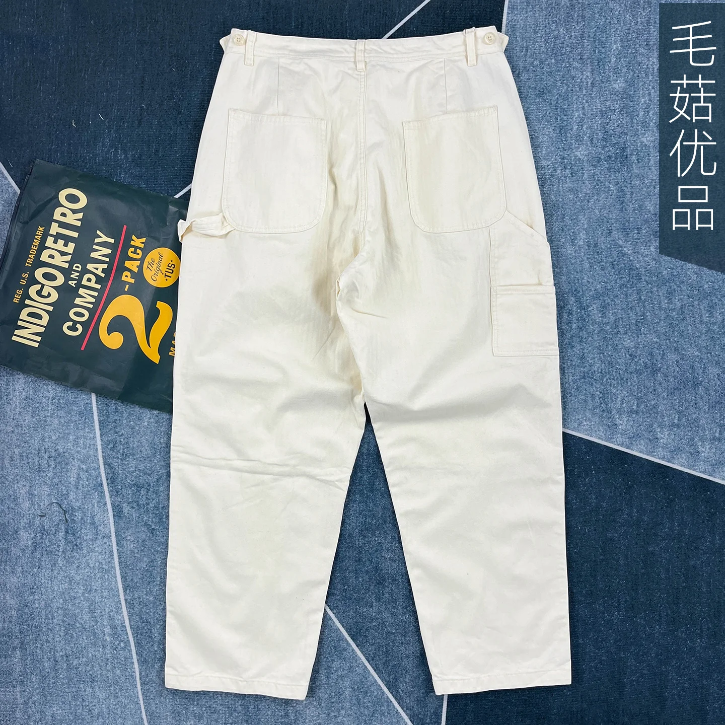 Men's Herringbone Heavyweight 100% Cotton Casual Trousers American Retro Straight Lumberjack Cargo Pants Multiple Pockets