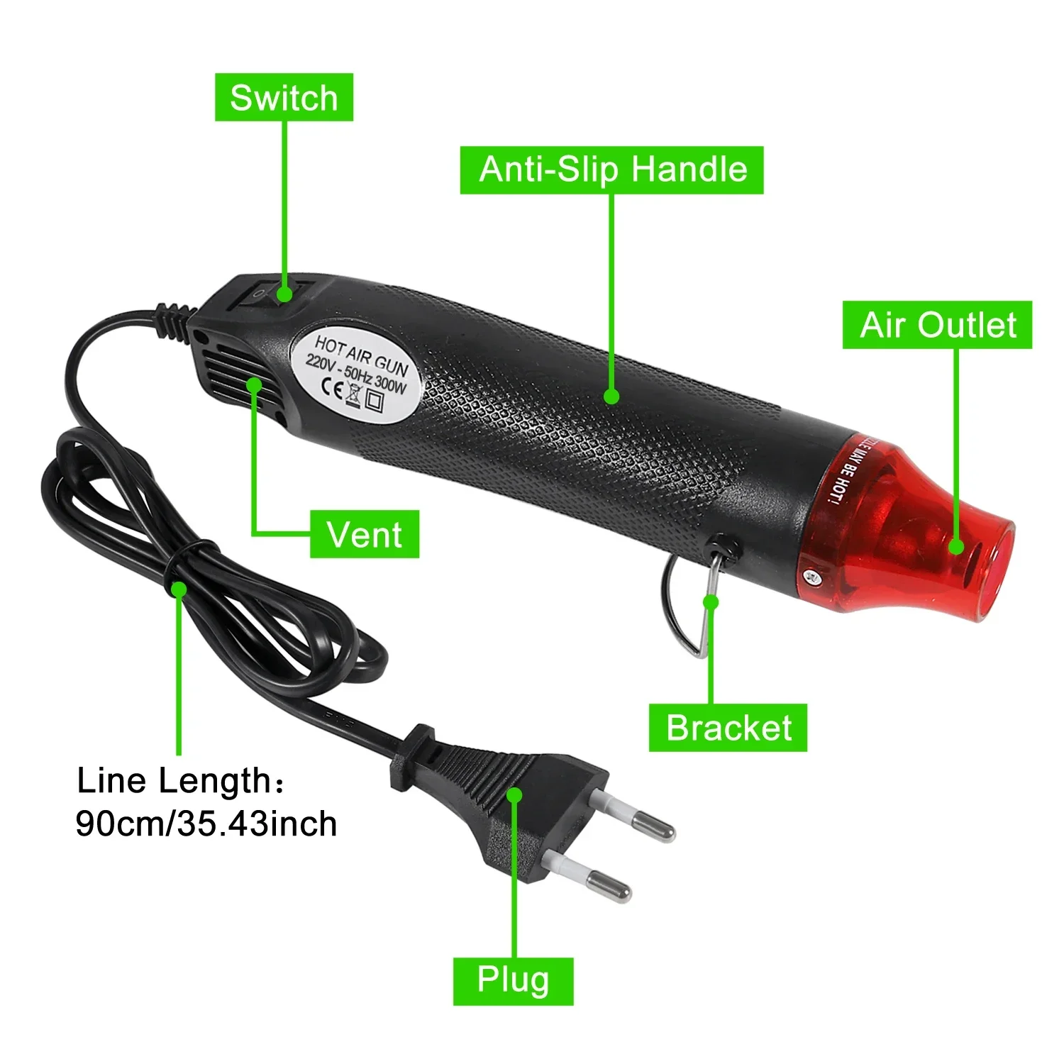 656/1060pcs Heat Shrink Tube With 300W Hot Air Guns Kit EU US 110V 220V Heat Shrink Tubing Kit 2:1 Cover Cable Repair Protection