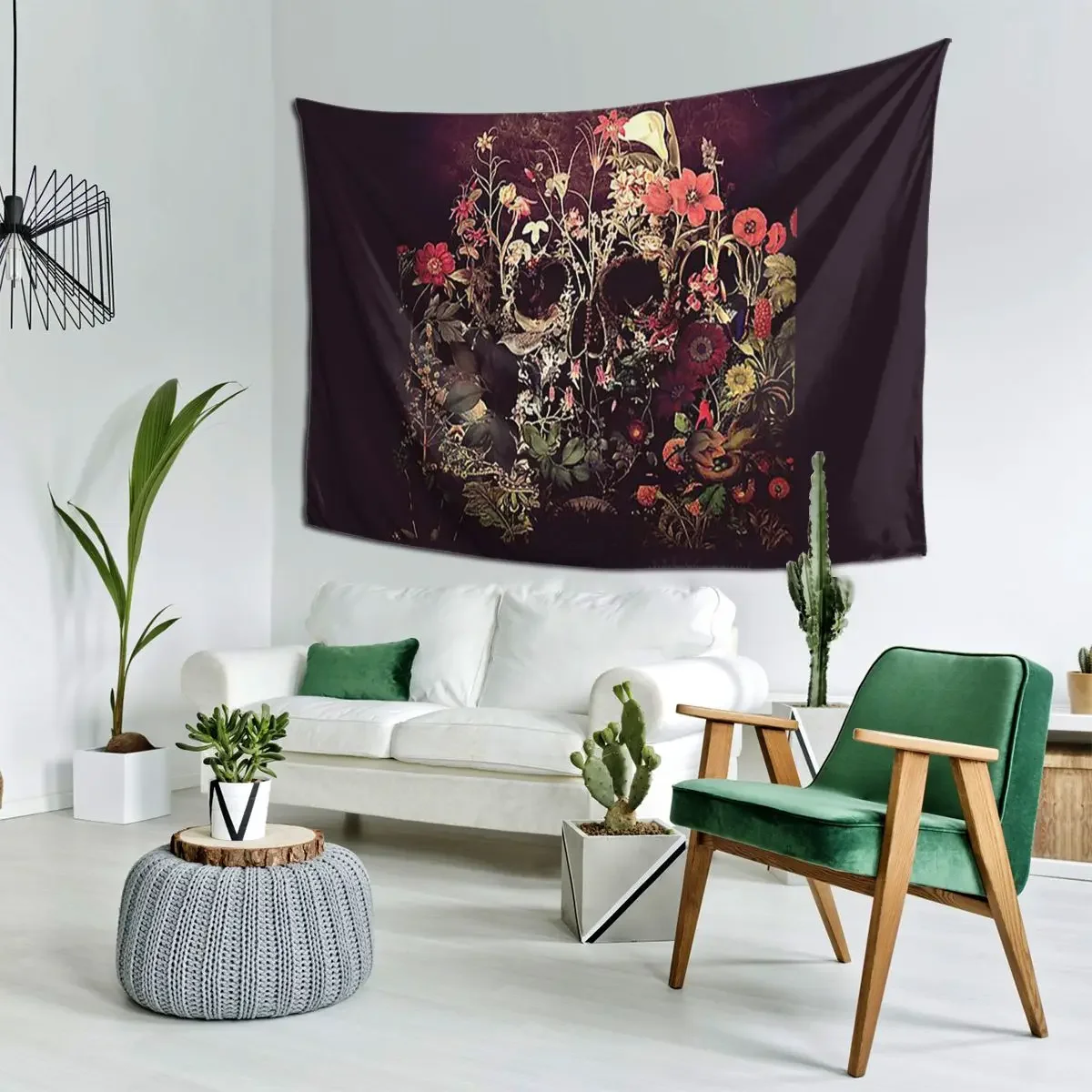 Bloom Skull Tapestry Art Wall Hanging Aesthetic Home Decor Tapestries for Living Room Bedroom Dorm Room