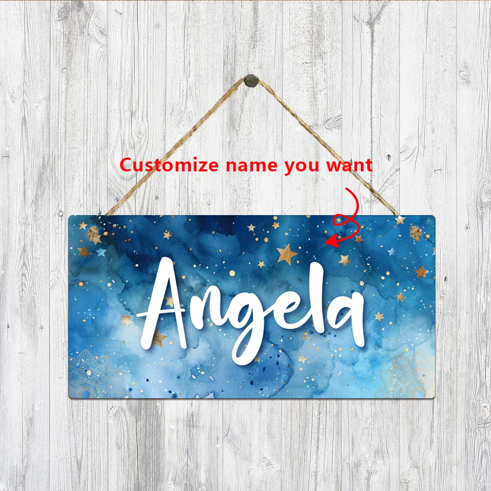 1PC Beauty Blue starry sky white font Customized Name Wall Hanging Sign For Bicyle license plate Wall Hanging Sign