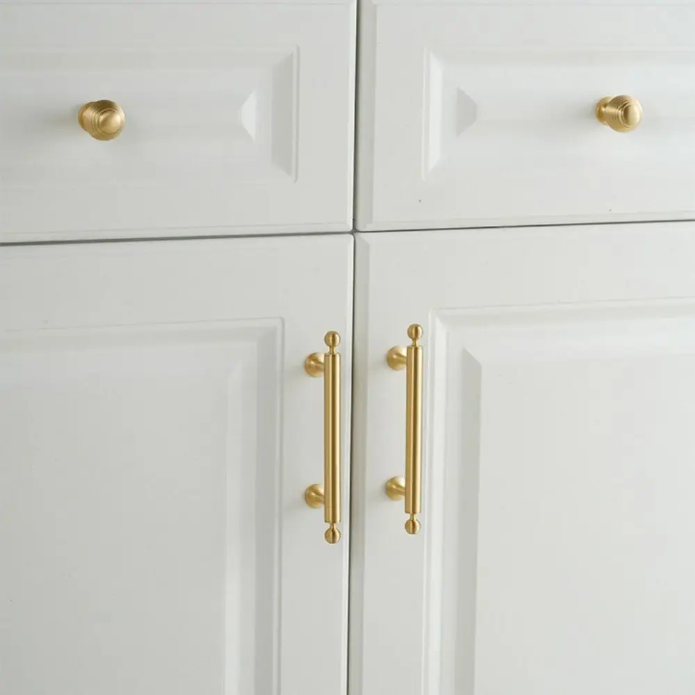Solid Brass Furniture Handles Antique Bronze Finish Brushed Antique Brass Cabinet Pulls Long Handle Design Single-Hole Mounting