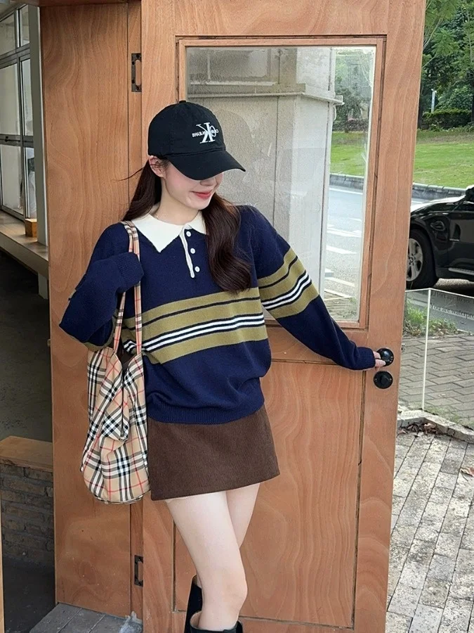 

plus Size Women's American Retro Casual Ne Knitted Sweater Autumn New Sle Color Blo Knitwear High Waist Commute Sle