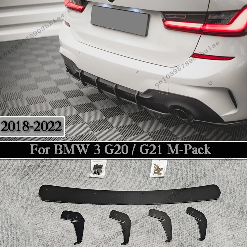 

Дополнение заднего бампера для BMW 3 G20/G21 M-Pack 320i 325i 330i 2018-2022 ABS черный стиль Maxton задний бампер губа лопасти спойлер