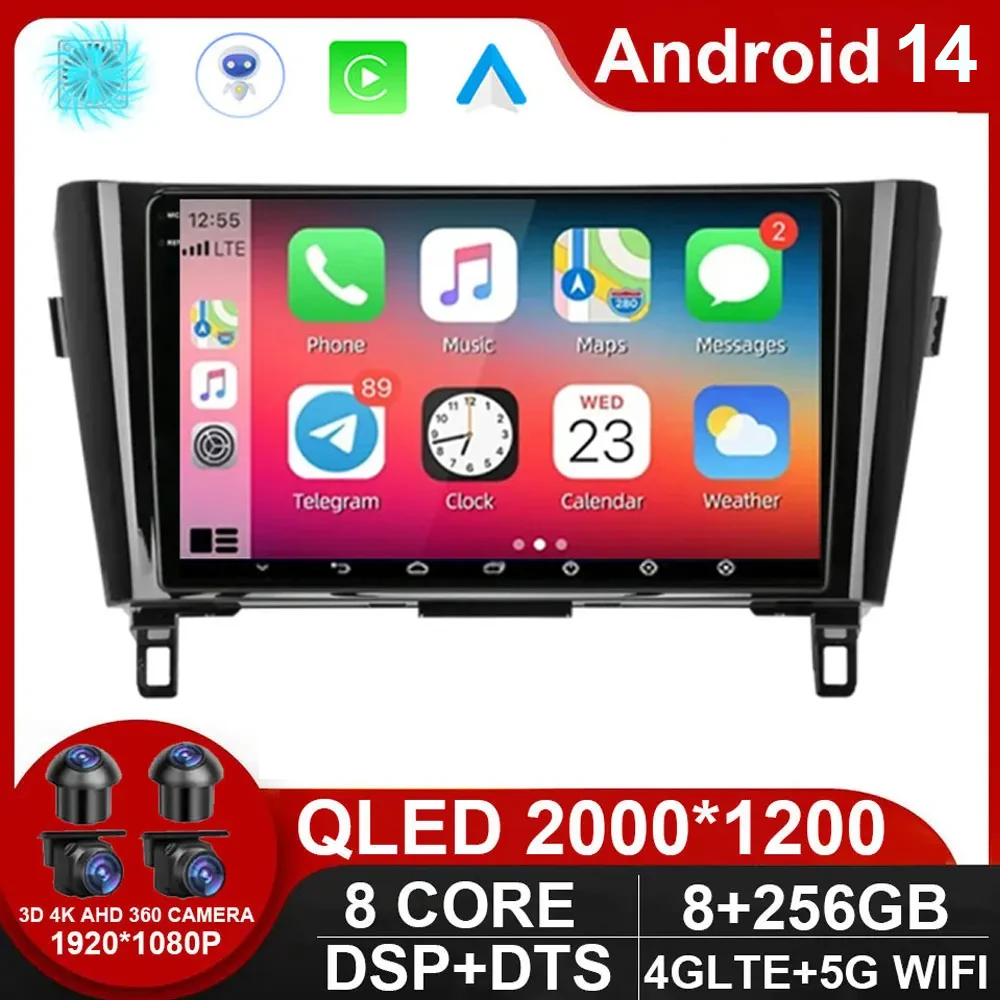 

Android 14 For Nissan X-Trail Qashqai 2 J1T32 Qashqai J10 J11 2014 2015 2016 2017 2018 2019 GPS CARPLAY Car radio NO DVD