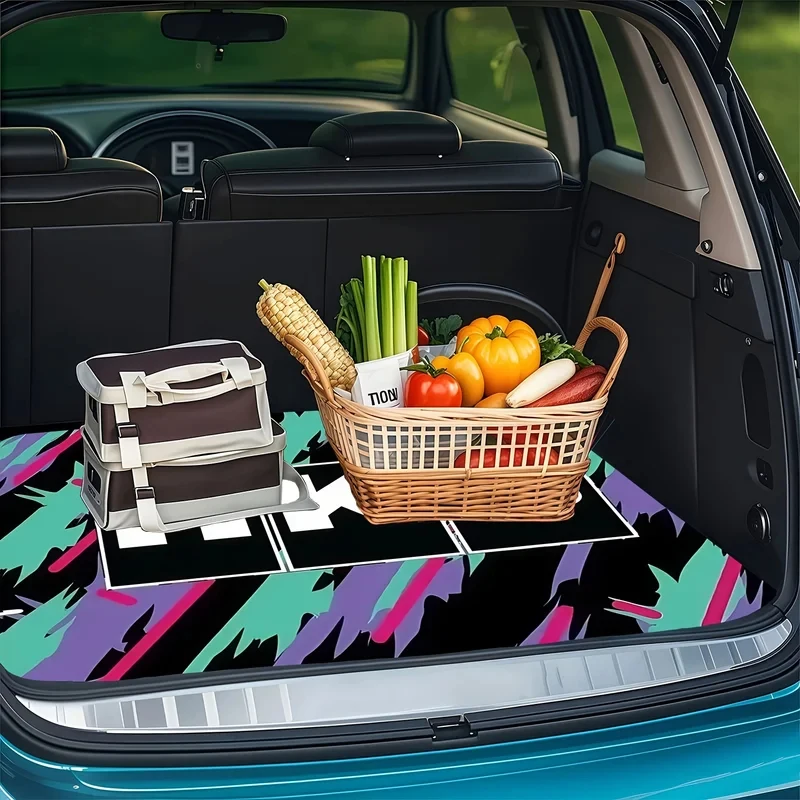 VIKAMA Graffiti HKS Printed Car Trunk Mat Multi-Purpose Non-Slip Rug Simple Design Outdoor Picnic Floor Mat Home Decor