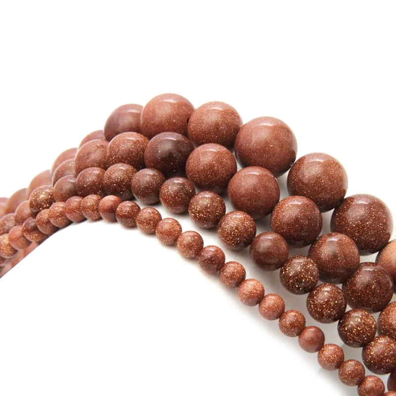 Natural Goldsand Stone Loose Beads For Jewelry DIY 4mm -12mm 5 Strands/pack