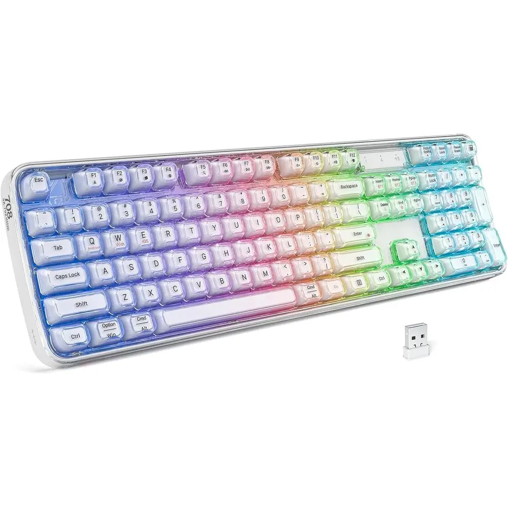 

Full-Size Bluetooth Wireless Rechargeable Transparent Keyboard, Compatible with Windows, Laptop, PC, Desktop