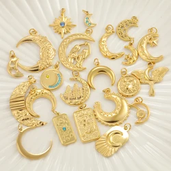High-quality Golden Charms Accessories Sun Moon Star Pendants DIY Necklace Bracelet Stainless Steel Women's Chunky Jewelry Gifts