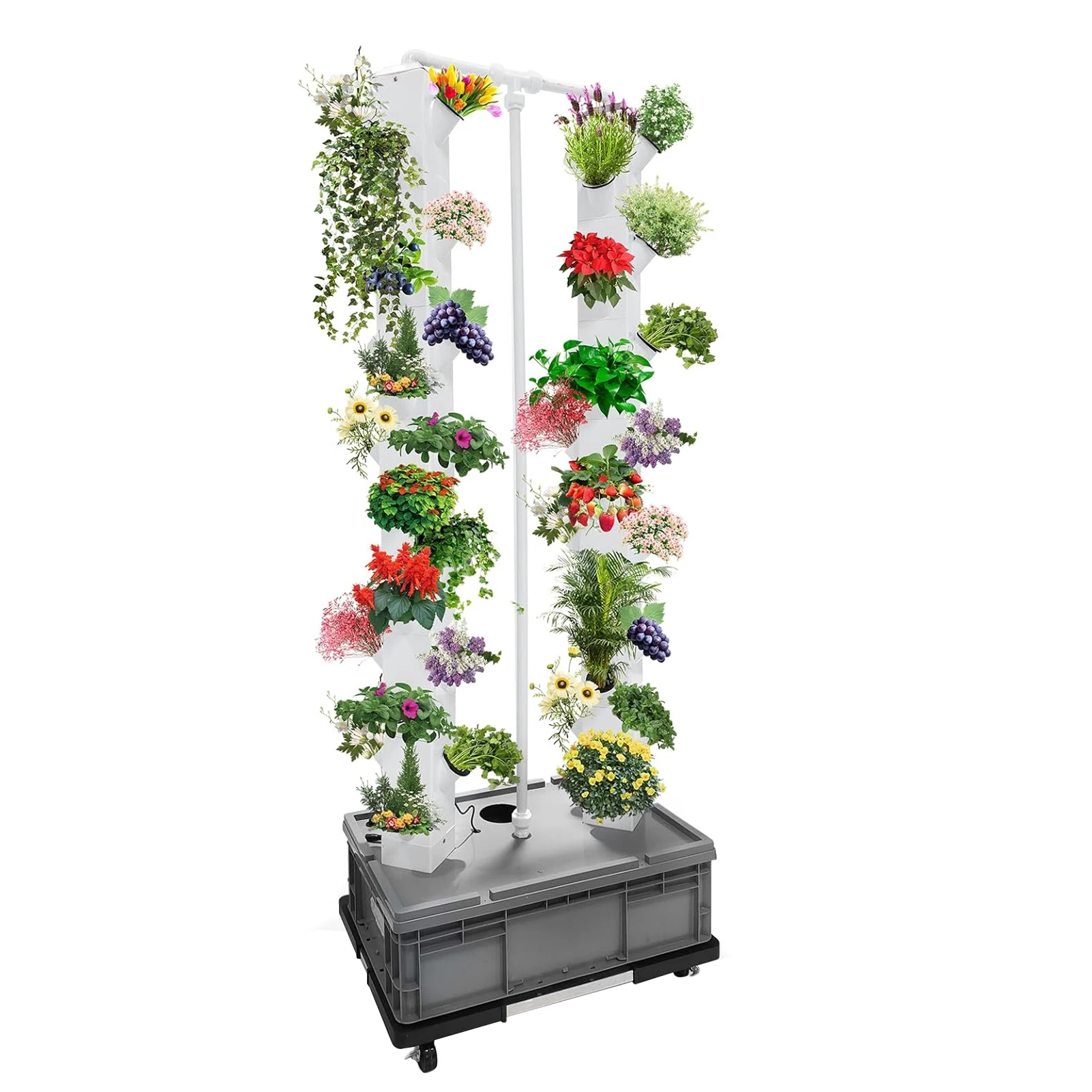 

Vertical Hydroponic Garden Tower 56 Slots Hydroponics Tower Multifunctional Plants Germination Kit with Water Pump