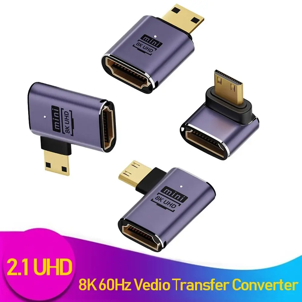48Gbps HD 2.1 UHD Mini /Micro HD to HDMI-compatible HDTV Adapter Converter 8K 60HZ