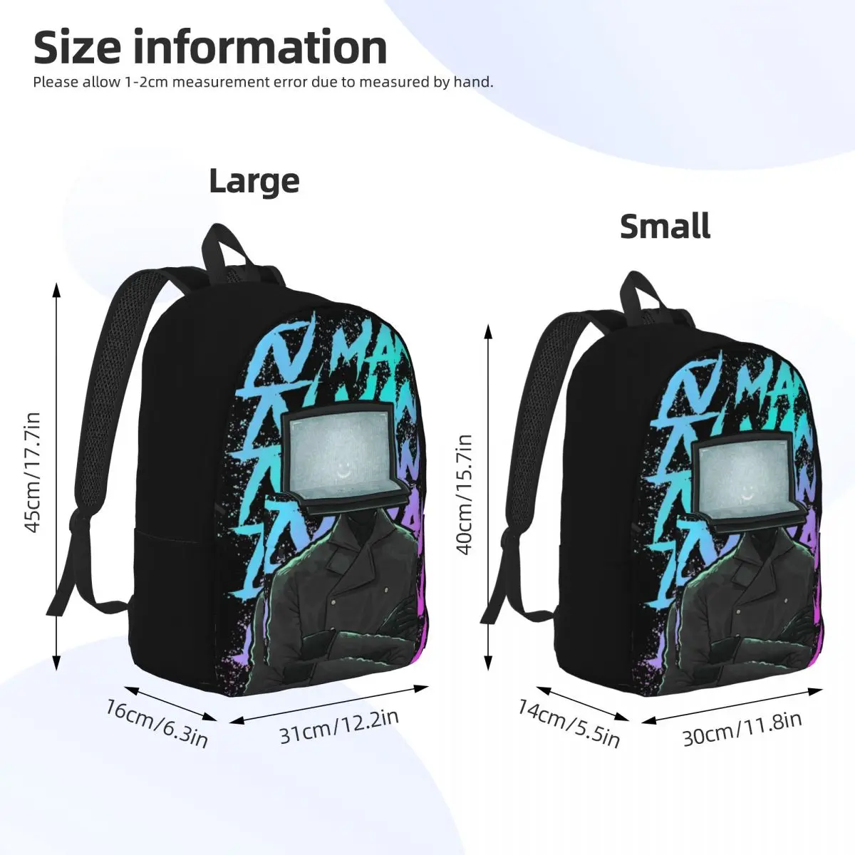 Skibidi-Mochila para homens e mulheres, mochila de lona para estudante ao ar livre, mochila de TV higiênico, escola primária do ensino médio