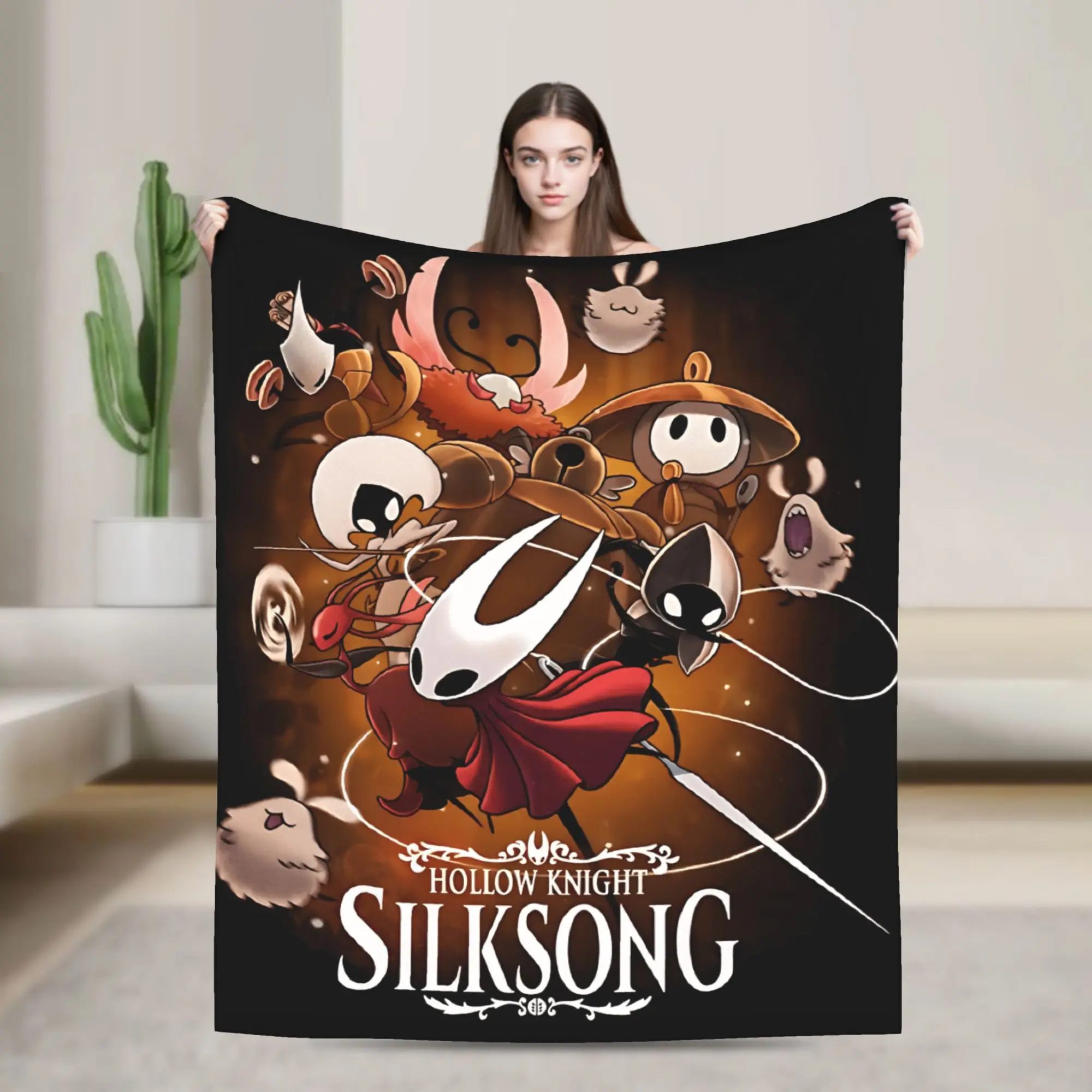 

Hollowed Knights Game Silksong Blanket Quality Warm Throw Blanket Winter Boy Girl Couch Bed Pattern Bedspread