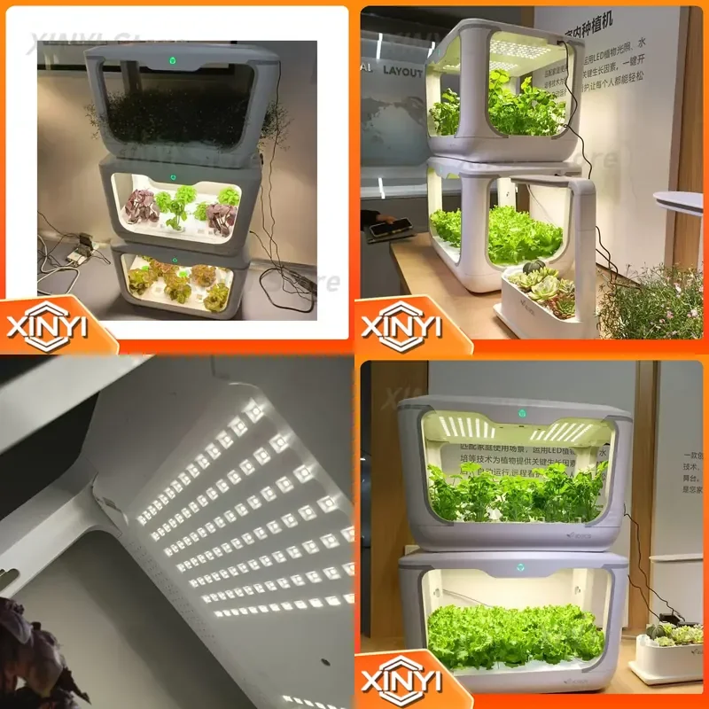 Smart Home Plant Machine for Vegetables Onions Herbs Indoor Growing Box with LED Grow Lights Plastic Hydroponic Garden System