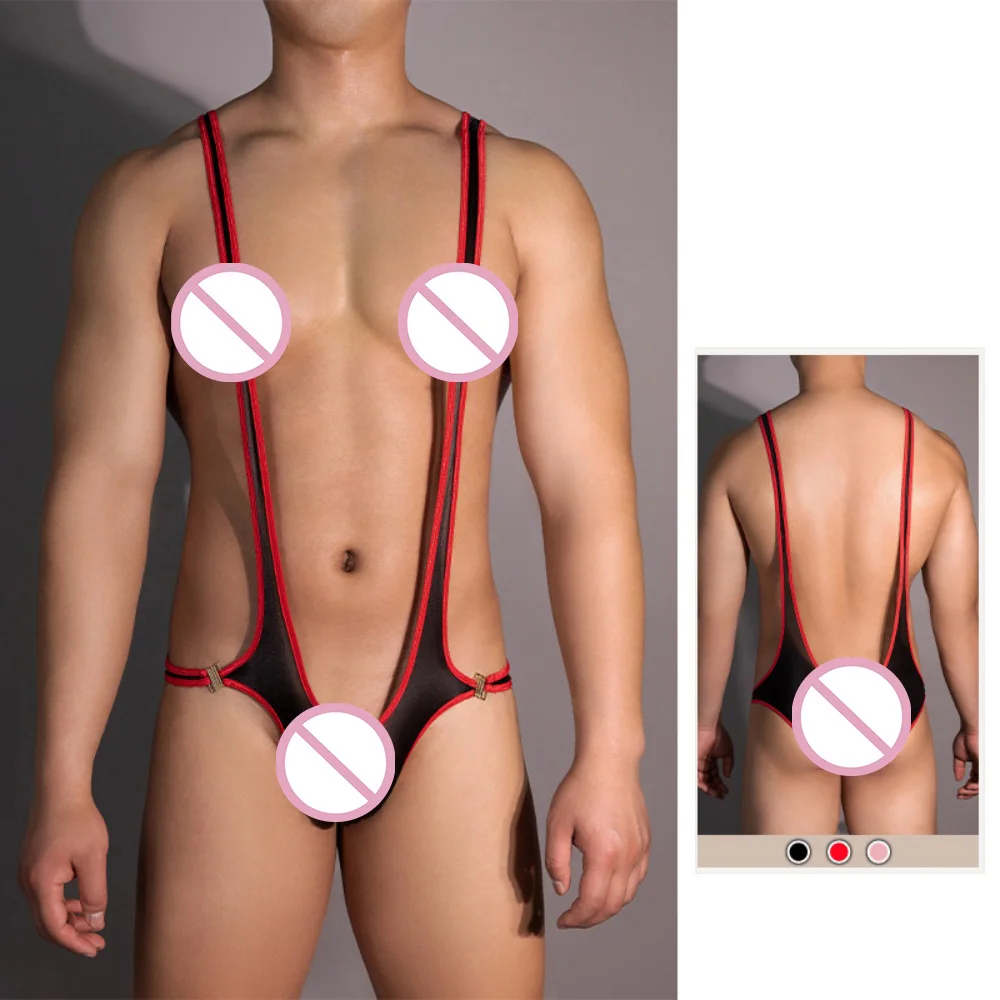 

Men's Erotic Underwear Sexy U Shape Transparent Suspender Bodysuit Narrow Straps Three Point Style Ring Harness Lingerie for Men