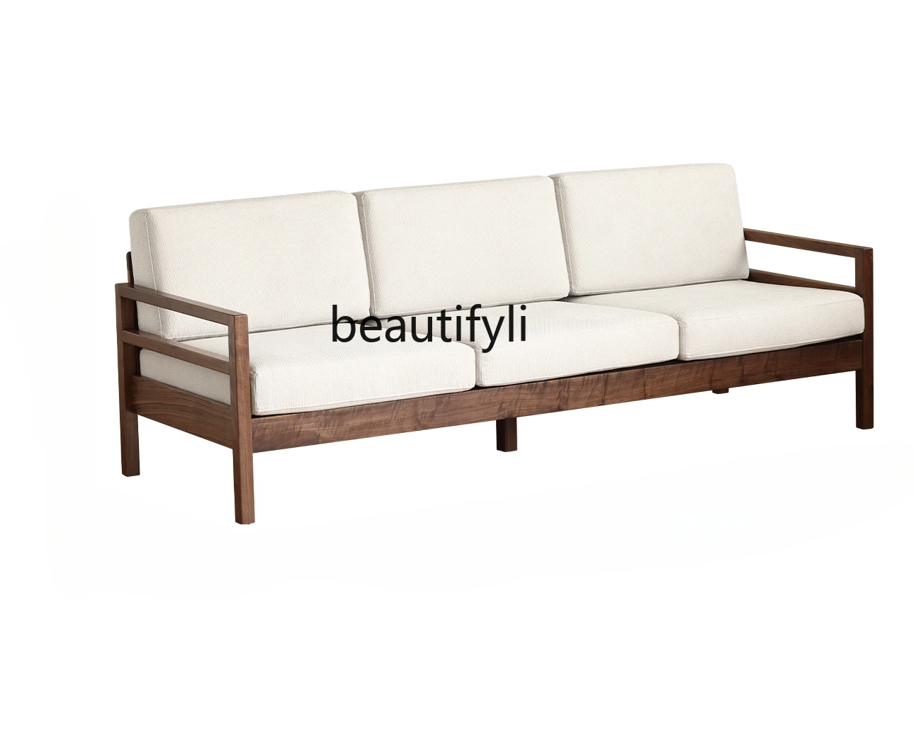 North American Black Walnut Wooden Sofa Nordic Solid Wood Living Room Furniture Modern Minimalist Sofa