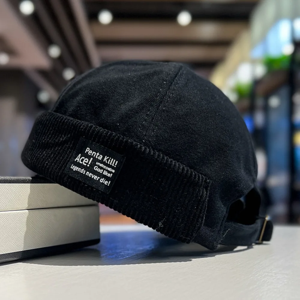 Nuovo berretto da marinaio retrò berretti casual regolabili cofano cappello senza tesa in velluto a coste unisex