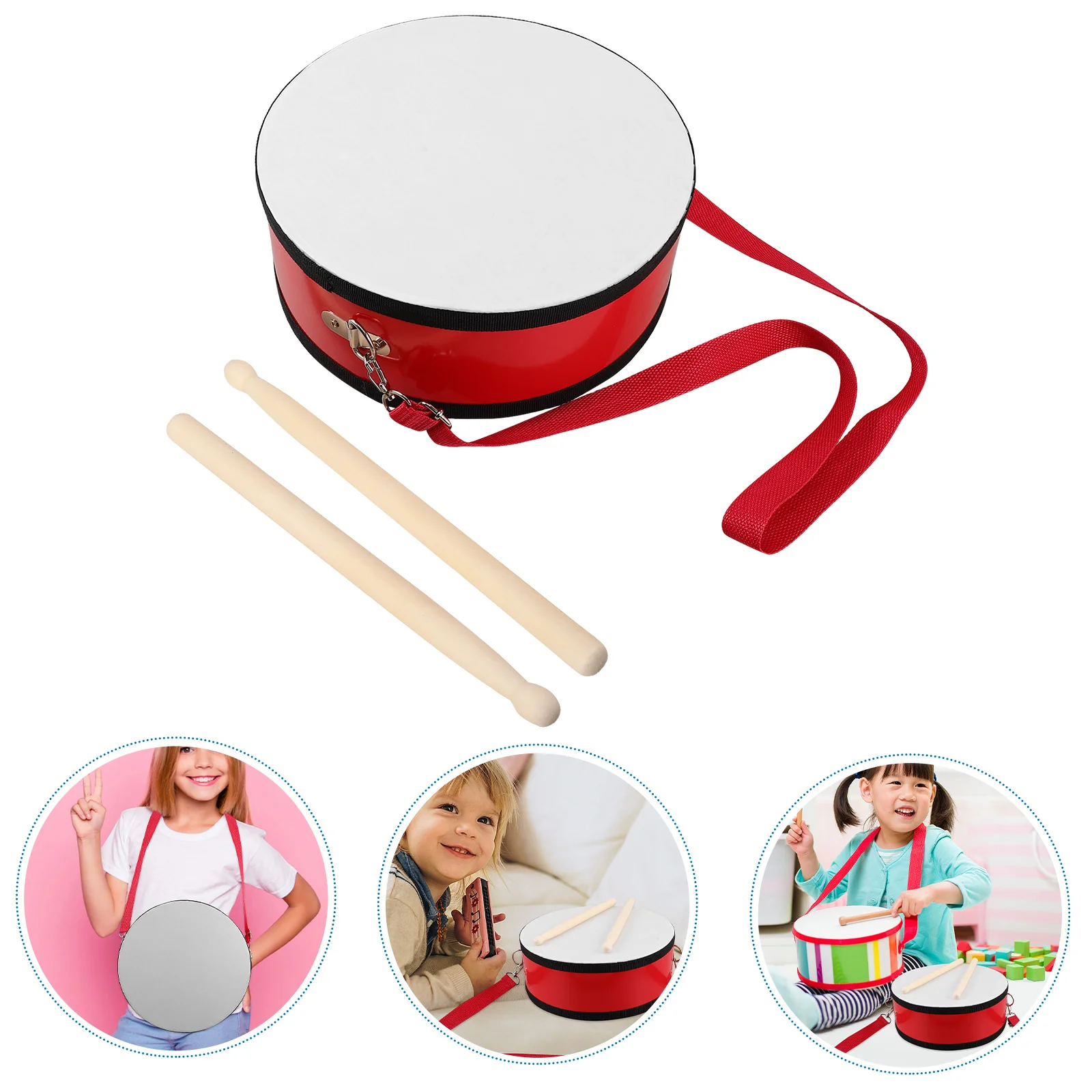 

1 set Children's Marching Drum Inch Snare Drum Portable Strap Performance Handheld Drum Training