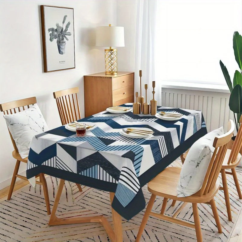 Polyester tablecloth, minimalist style tablecloth, rectangular multi-colored printed flower tablecloth