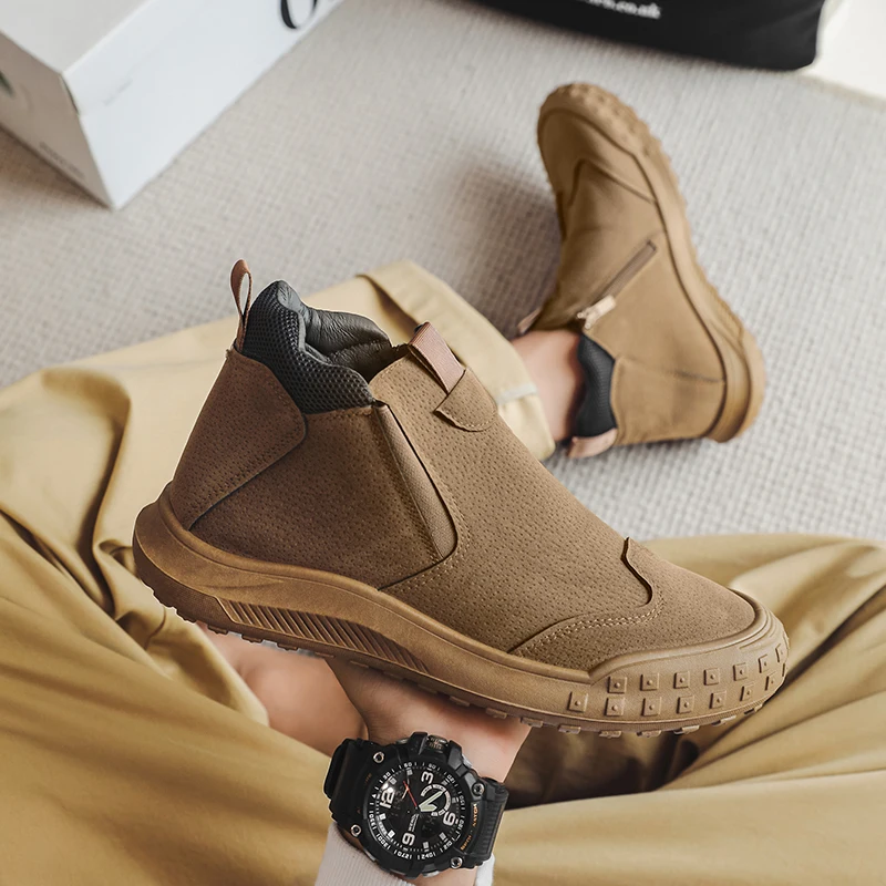 Scarpe da uomo calde in velluto invernale Stivali da neve antiscivolo da esterno Scarpe casual alte Mocassini slip-on Scarpe da ginnastica da passeggio Tênis