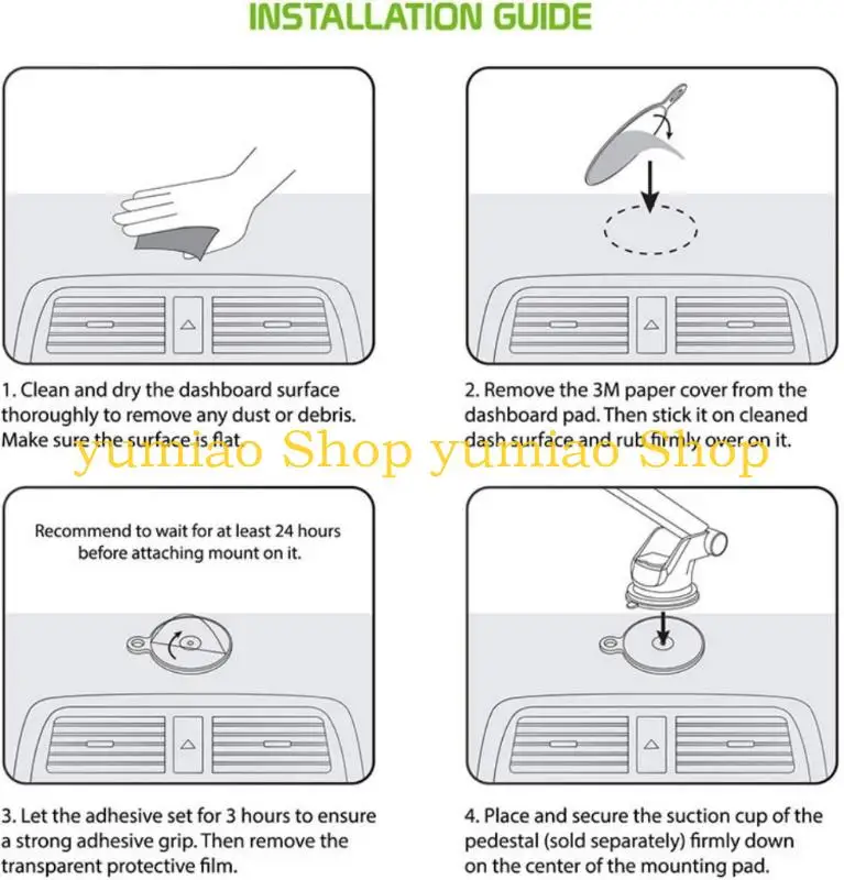 587B Secure Car Mounting Solution With 80mm Red Dashboard Pad High Strength Adhesive For Electronics And Phone Holders Stand