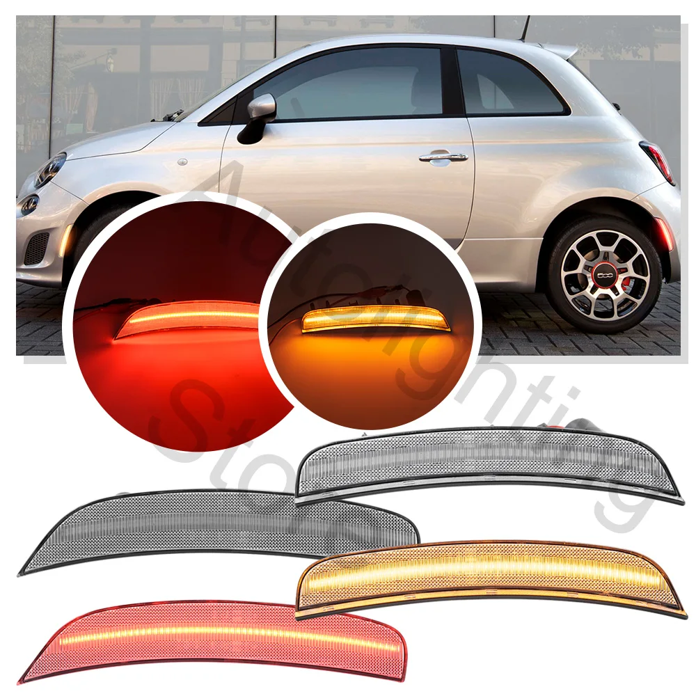 4PCS For Fiat 500 Sport 2012-2017 500e 2013-2019 Front/Rear Bumper Lamp Side Marker Turn Signal Indicator REFLECTOR Clear Lights